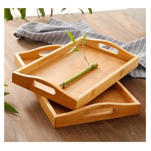 ELEGANT GALLERY Bandeja Rectangular de Bambú con Asas, Diseño Moderno con Patrón Escénico Ecológico, Platos al por Mayor - Product Image 4