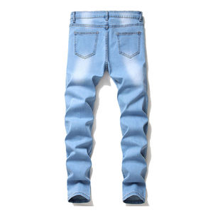 Hot Selling Wholesale Price <b>Men</b> Breathable 100% Cotton Formal Classic <b>Jeans</b> Pant Male Denim Pants <b>Work</b> Wear <b>Men's</b> <b>Jeans</b> Pant - Product Image 1