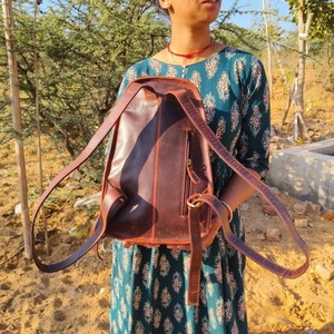 New Western Stylish Hot Fashion Real Hand Tooled Aztec Leather <b>Backpack</b> Stylish Carving Leather Hand Kilim Indian Style <b>Backpack</b> - Product Image 5