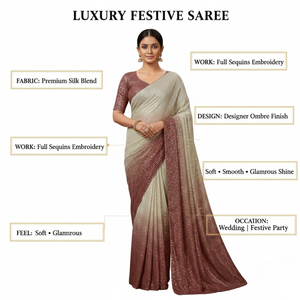 Chemise en soie de qualité supérieure avec broderie de paillettes sur toute la surface |   Nouvelle collection de vêtements de fête, de cérémonie et de mariage pour femmes - Product Image 6