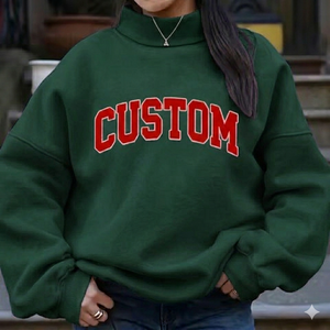 Sudadera clásica extragrande de cuello simulado para mujer, tacto suave, prenda esencial informal para el armario, venta al por mayor de fábrica - Product Image 1