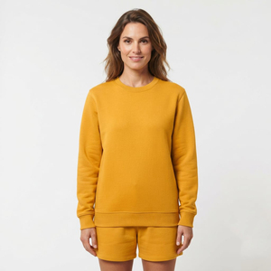 Sudadera de Algodón Personalizada para Mujer, Cuello Redondo, Color Amarillo Sólido, Corte Regular, Cálida, Informal, para Otoño e Invierno - Product Image 5