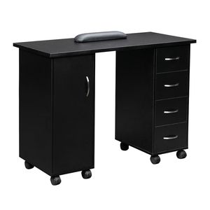 Tavolo Moderno Nero per Manicure con Cassetto, Set di Mobili per Salone in Legno a Doppio Bordo - Product Image 4