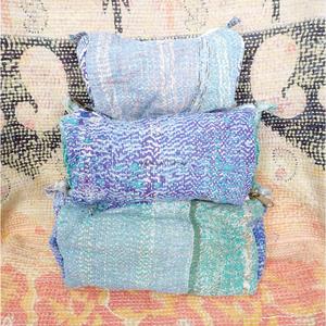 100% Pure Cotton Kantha Fabric Tassel Pattern Zipper Closure Eco-Friendly Durable Large Makeup Bag 3 Pouch Set Soft Handle - Product Image 6