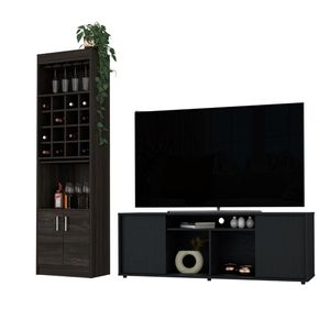 Edmonton 2 pezzi Set soggiorno Stand TV e mobile Bar nero/Espresso-collezione di mobili di qualità - Product Image 2