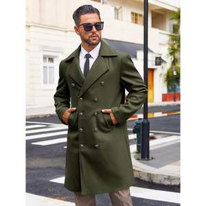 2025 hommes Double boutonnage Trench-coat mi-long hiver classique pardessus revers cranté caban grande taille Blazer bouton coton - Product Image 5