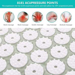 Tapis d'exercice d'acupression pour soulager la douleur, masseur portatif avec oreiller, ensemble de massage pour le dos, le cou, la relaxation musculaire (25 x 16 x 1 - Gris) - Product Image 4
