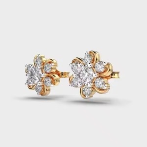 Luxury Manufactured Moissanite Diamond <b>Earrings</b> for Women Certified Brilliant Flower Shape Sustainable Fine Available For Sale - Product Image 3