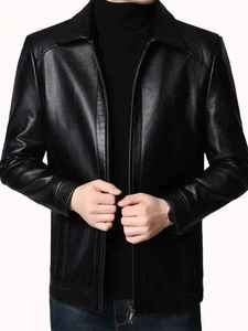 2026 Premium <b>Men</b> <b>Leather</b> <b>Jacket</b> with Canvas Fabric Waterproof & Windproof High Street Style Winter Casual Wear - Product Image 2