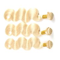 Extensions à bandes adhésives en cheveux humains indiens vierges blonds, ondulés, double tirage, Remy, double trame, tissage en vrac fait à la machine, 3 paquets
