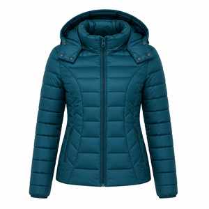 Manteau d'hiver pour femme sur mesure OEM ODM, col à capuche personnalisé, séchage rapide, écologique, en PU, style doudoune - Product Image 4