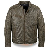 Veste d'hiver décontractée unisexe en cuir de vachette véritable HOMIZON ENTERPRISES OEM ODM de qualité supérieure, imperméable avec col montant uni