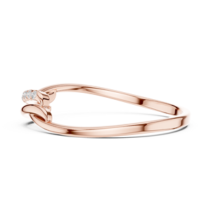 Anillo solitario de oro amarillo macizo de 14k para mujer con diamante de corte redondo minimalista Wave Ribbon, ideal para compromiso, aniversario o regalo de boda. - Product Image 6