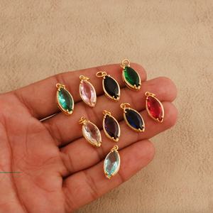 Elegant Black <b>Onyx</b> Marquise Gemstone Charm Connector Gold Plated Prong Set for <b>Necklace</b> Making Handmade Fashion Pendants Charms - Product Image 6