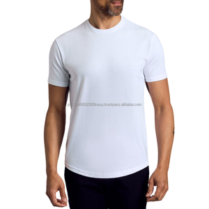 Men's Classic Crew Neck <b>T</b>-<b>Shirt</b> 200 Gram Knitted PolyesterCotton Smart Casual Style with Curved Hem and Solid Pattern - Product Image 2