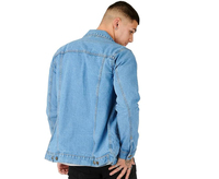 Chaqueta de Mezclilla Azul Claro para Hombre, Estilo Casual con Cuello Camisero, Ajuste Holgado, Algodón Lavado, Estilo Primavera, Ahora Disponible a un Precio Razonable