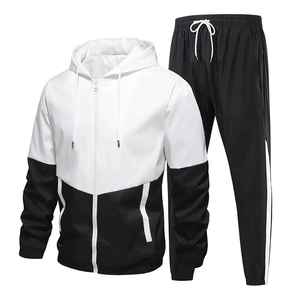 Ensemble de survêtement en nylon et polyester de haute qualité, veste coupe-vent imperméable et pantalon de survêtement zippé, 2 pièces, unisexe, sport - Product Image 1