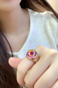 Rose Gold Cocktail Ring With <b>Rainbow</b> Zircon Star Center Bezel Setting Luxury Unisex Party Jewelry - Product Image 4