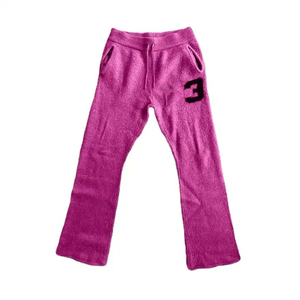 กางเกงวอร์มทรงขาบานผ้าขนแพะคุณภาพสูง สไตล์ลำลอง สตรีทแวร์ น้ำหนักเบา พิมพ์ลายตรง ทรงตรง รูดเชือกผูกเอว ขายส่ง - Product Image 1