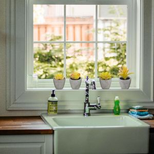 Set di 4 Piccole Piante Succulente Artificiali Gialle per Bagno, Soggiorno, Ufficio, Scrivania o Tavolino da Caffè, Decorazione per Cucina - Product Image 5