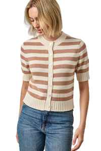 Cárdigan de Punto de Primera Calidad para Mujer, Nuevo Modelo de Primavera, Corto, Color Sólido, Cuello Redondo, Cierre de Botón, Estilo Urbano, 100% Poliéster - Product Image 3