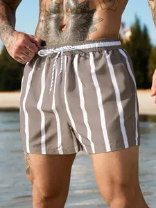 Shorts de Playa a Rayas para Hombre, Pantalones Cortos de Verano a la Moda, Casuales, para Fiestas en la Piscina, Vacaciones, Trajes de Baño Hawaianos para Hombre - Product Image 1