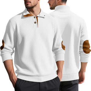 Pull tricoté matelassé chaud et décontracté pour homme, style hiver, anti-boulochage, avec logo frontal, col rond, tendance - Product Image 2