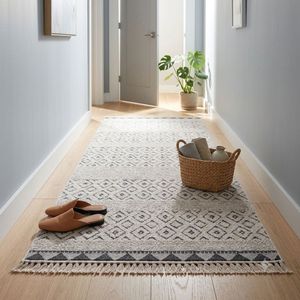 Alfombra de Algodón Tejida a Mano, Diseño Geométrico Moderno con Patrón de Diamantes, Estilo Boho, para Sala de Estar, Dormitorio, Hotel, Decoración del Hogar, OEM - Product Image 1