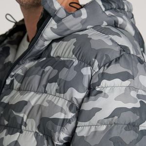 Custom Logo OEM 2024 <b>Camo</b> Puffer <b>Jacket</b> for Men Oversized Bubble Design Detachable Hooded Print Stand Padded Puff Winter Coat - Product Image 4