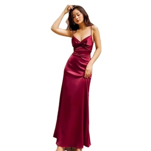 เดรสผ้าไหมแขนกุดด้านหน้าแบบบิดได้ชุดเดรสผ้าไหมยาวถึงพื้นเอวสูงสำหรับงานแต่งตอนเย็น - Product Image 1