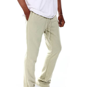 Pantalones de hombre lavados, estilo flare apilado, de alta calidad, streetwear, jogger, vintage, de algodón, con efecto stone wash, pantalones de chándal acampanados con cordón para hombre - Product Image 3