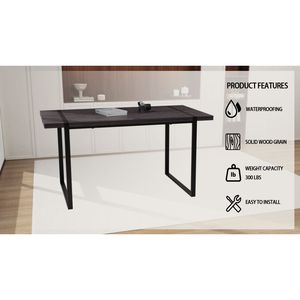 Tavolo da Pranzo Rettangolare Nero in MDF da 150 cm per 4-6 Persone, Piano in Legno Ingegnerizzato Spesso 3,8 cm, Stile Industriale - Product Image 5