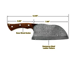 Couteau à découper artisanal en acier Damas, manche en bois, pointe tombante, bord biseauté, OEM/ODM personnalisable, haute durabilité - Product Image 2