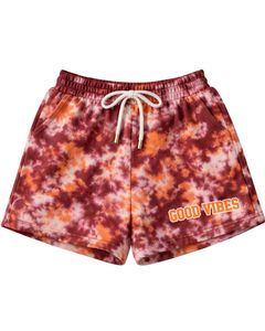 Ensemble décontracté deux pièces pour femme : débardeur court tie-dye et short à cordon de serrage, couleur orange rouille, fabrication sur mesure, vente en gros - Product Image 4