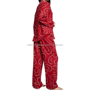 MAKTRA Pyjama d'été pour femme en satin de soie respirant, de qualité supérieure, décontracté, à manches courtes, longueur intégrale, en polyester - Product Image 4