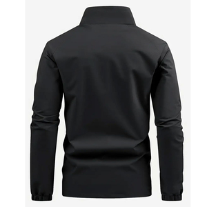 <b>Men's</b> Windproof Rain <b>Jacket</b> Black <b>White</b> Color Blocking Stand Collar Zipper Closure Polyester Autumn Wear - Product Image 2