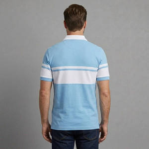 Customized Men's Light Blue <b>White</b> Solid Short Sleeve for Shirt Turn Collar Front Logo Casual Regular Fit Breathable Knitted - Product Image 2