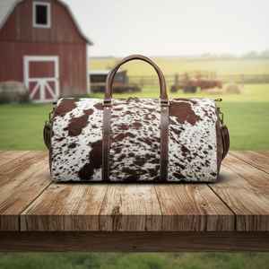 Bolsa de Viaje de Piel Auténtica con Cierre, Diseño Moderno, Piel de Vaca con Pelo, Precio de Fábrica, Venta al Por Mayor LHODB-0093 - Product Image 2