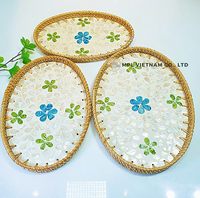 Plateau décoratif en rotin tressé, style vintage, écologique et durable, avec poignée, multifonctionnel et créatif, pour rangement de fruits et bijoux