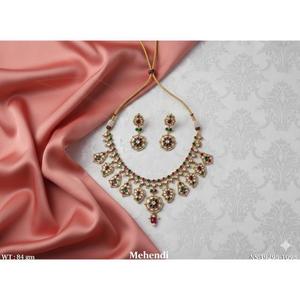 Traditional Ethnic <b>Necklace</b> Set for Women Elegant Bridal Wedding Jewelry <b>Statement</b> Design Gold Tone Festive And Party Wear - Product Image 1