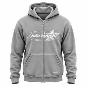 เสื้อฮู้ดซิปผ้าฝ้ายฟลีซหนา 450GSM ผลิตตามสั่ง ปักโลโก้ได้ตามต้องการ ทรงหลวมไหล่ตกสำหรับผู้ชาย - Product Image 1