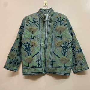 Amazing Look Suzani Velvet Embroidery Floral <b>Jacket</b> Winter Wear <b>Jacket</b> Coat Women's Coat Suzani <b>Short</b> <b>Jacket</b> for Womens - Product Image 1