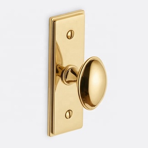 Classic Brass Round Knob with Decorative Backplate Passage Pzivacy Durable Furniture Handle <b>Dummy</b> Design for Home Office use - Product Image 5