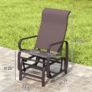 Set di Due Sedie a Dondolo Scorrevoli Marroni per Cortile e Patio Esterno - Product Image 6