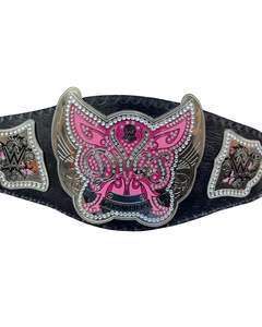 Ceinture de championnat de lutte en cuir, réplique manuelle, taille adulte, série Signature Divas Bella Twins, pour collectionneurs de fans WWE. - Product Image 3