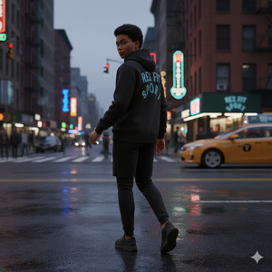 Sweat-shirt à capuche ample en coton 100% 420GSM, impression graphique DTG, style streetwear personnalisé, pour homme. - Product Image 2