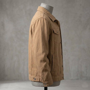 <b>Men's</b> Cotton Canvas Shirt <b>Jacket</b> Solid Color Turn-down Collar Casual Autumn Slim Fit Workwear Jean Coat - Product Image 3