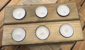 Solid Wood <b>Tealight</b> Candle <b>Holder</b> Handmade Rustic 3 Candles Tabletop Decor for Home Office and Restaurant Use - Product Image 6