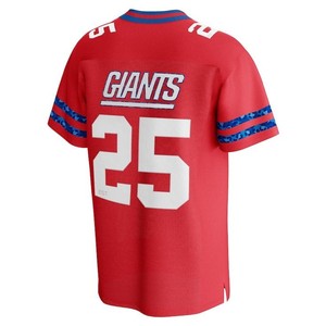 Camiseta de Fútbol Personalizada Roja y Azul, Camiseta de Fútbol Roja Personalizada con Rayas Azules, Camiseta de Fútbol Roja con Cuello en V para Hombre – Ribete Azul - Product Image 5