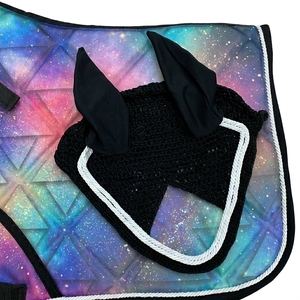Equestrian Saddle Pad with Horse Ear <b>Bonnet</b> Set Soft Fabric Quilted Riding Pad Sweat Absorbing Anti Fly Hood Custom Design - Product Image 6